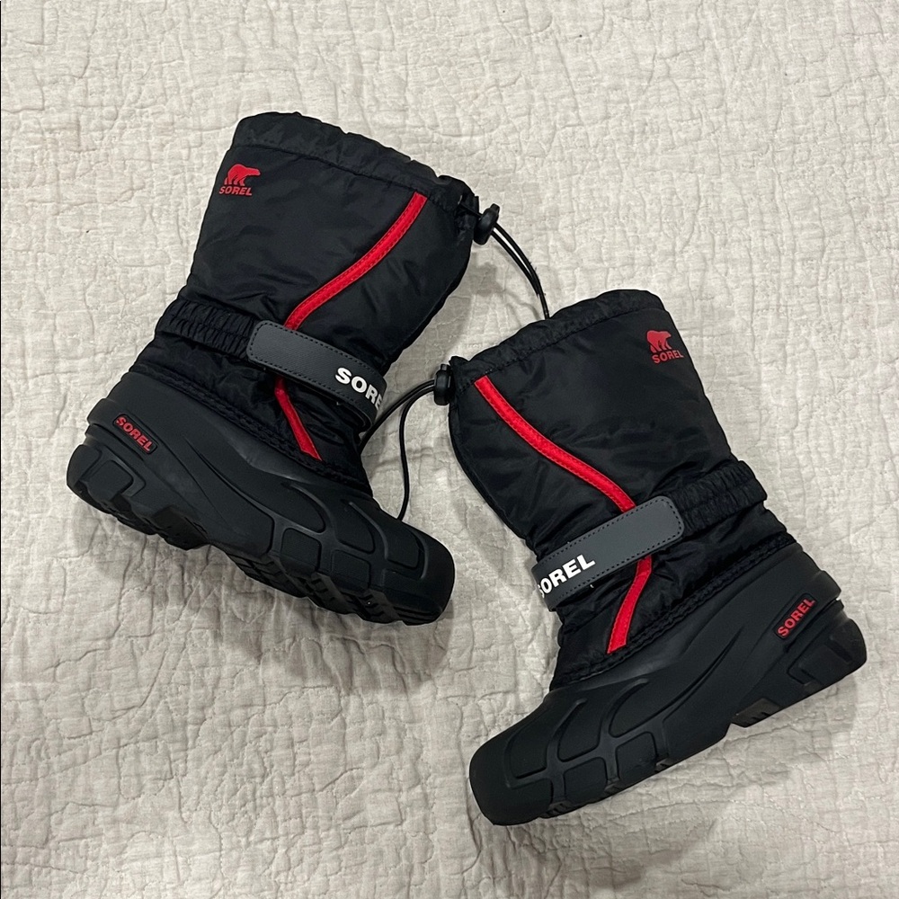 Sorel Black and Red Snow Boots